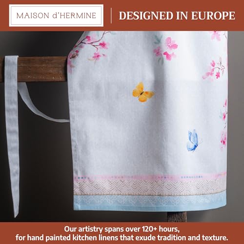 Aprons for women with Pocket 100% Cotton Pack of 1 (053 - Blossoms in Spring)