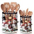 2 Pcs Christmas Kitchen Decorations Metal Snowman Utensil Holder (Snowman)