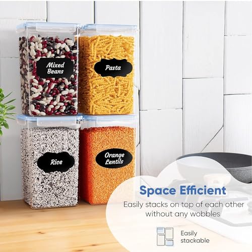 Extra Large Airtight Food Storage Containers with Blue Lid Color