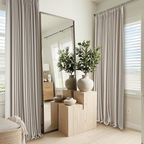Linen Blackout Curtains 96 inches Long (Pinch Pleated - Taupe / 40"W x 96"L (Pack of 2))