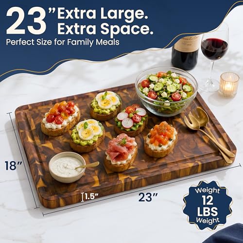 End Grain Acacia Wood Cutting Board 23x18x1.5 (Natural / 23"L x 18"W)