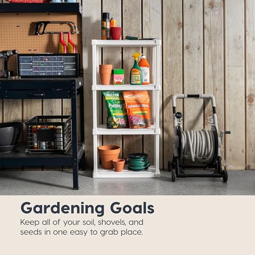 Plastic Storage Shelves (White / 4 Tier | 12"D x 24"W x 48"H)