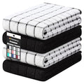 Large Premium Cotton Kitchen Towels 16"x 28" (Black / 16" X 28" - 4 Pack)