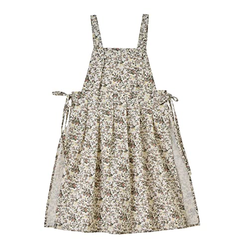 Japanese Cotton Cross Back Apron with Pockets (White Flower)