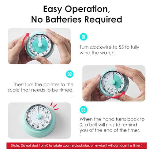 Visual Timer Teeloray Kitchen Timer with Magnetic Base (Mint Green)
