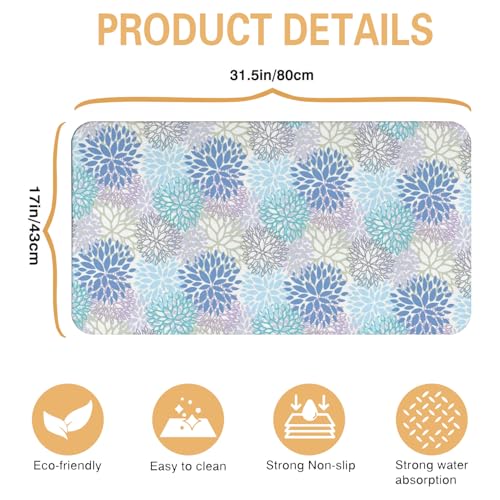 Kitchen Countertop Dish Drying Mat (Light Blue / 31.5" x 17")