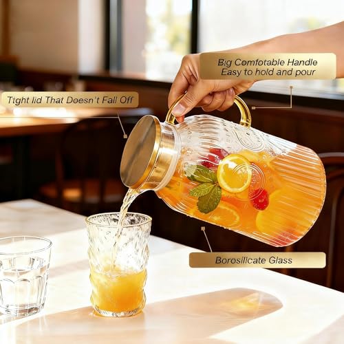 Glass Pitcher with Lid (128 Ounces)