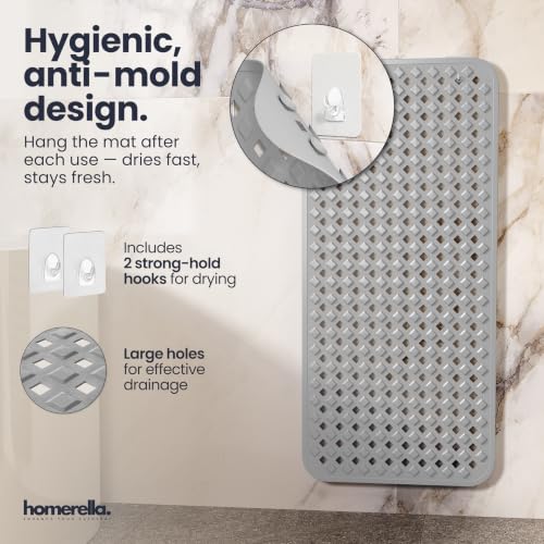 Bathtub Mat Non Slip 35x16 Shower Mat Non Slip Anti Mold BPA Free (Grey / 35" x 16" (Rectangular))