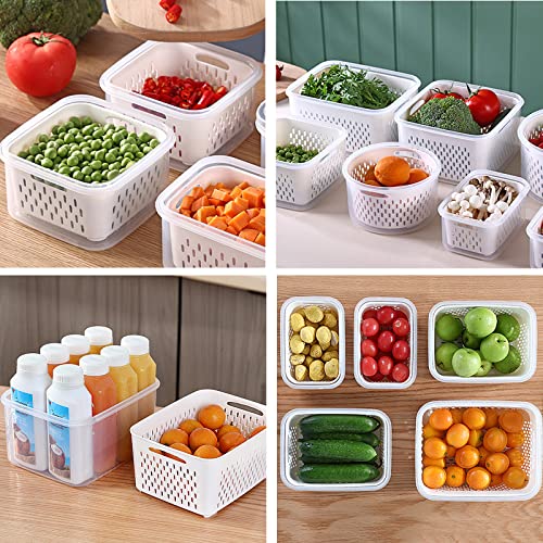 3Pack Fridge Food Storage Container Set with Lids with Strainer