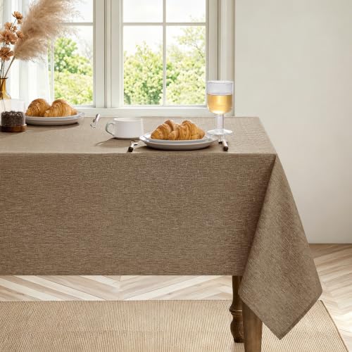 Faux Linen Farmhouse Table Cloth 60"x144" for 10 ft Rectangle Table (Coffee / 144" x 60" (Rectangular))