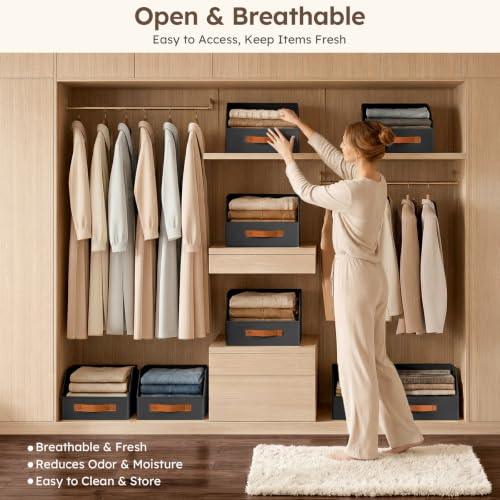 Fabric Storage Bins for Organizing (Black / 12 Pack)