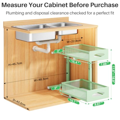 2 Pack Under Sink Organizer (Green / 2 Pack)