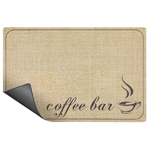 Coffee Mat Quick Dry Absorbent Dish Drying Mat 19.6 x 11.8 in (Coffee Bar / 11.8" x 19.6")
