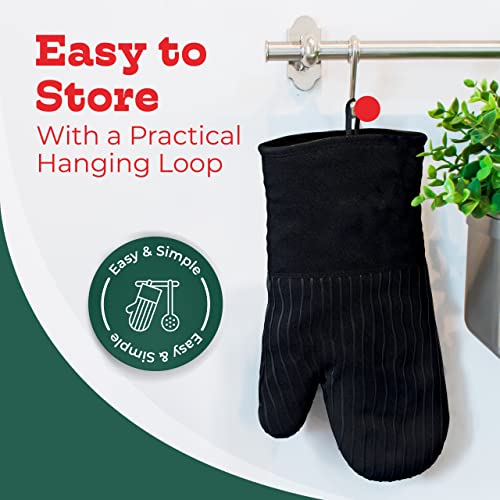 Silicone Oven Mitts (Black / 12.5")