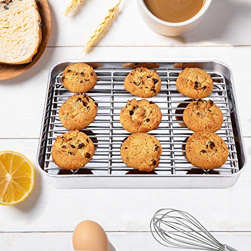 Baking Sheet with Rack Set [2 Sheets + 2 Racks] (9 x 7 x 1 inch)