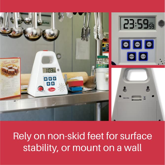 FT24-0-3 Large Single Station Digital Kitchen Timer with Volume Control, 24 Hours Unit Range
