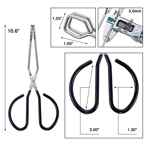 Stainless Steel Scissor Tongs Heavy Duty Cooking Tongs with Soft Handles (black 10")