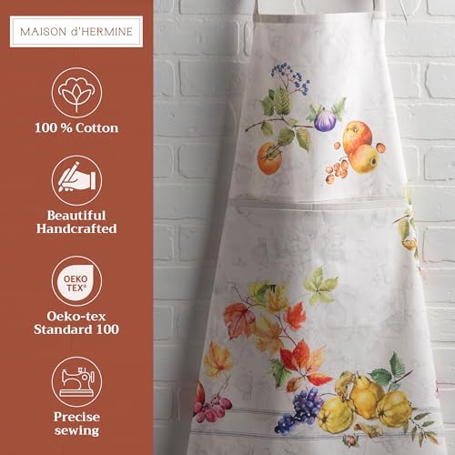 Aprons for women with Pocket 100% Cotton Pack of 1 (169 - Fruit D'hiver)