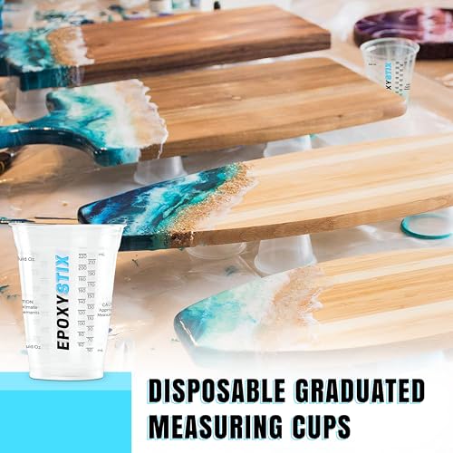 Pack of 100] 10oz Disposable Graduated Measuring Cups for Mixing (100 Pack)