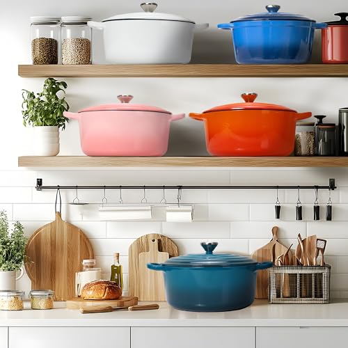 5QT Enameled Cast Iron Dutch Oven for Bread Baking with Lid (White / 5 QT (Bread Pan))