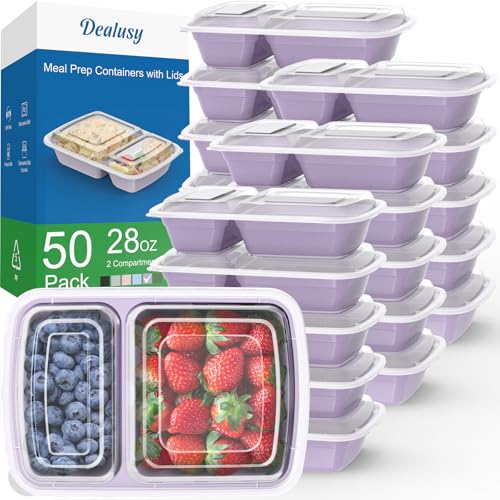 50 Pack 28 oz Meal Prep Containers with Lids 2 (Lilac)