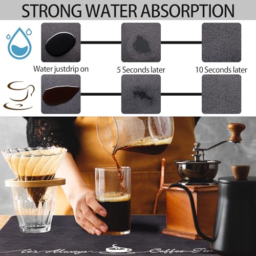 2 Pieces Coffee Bar Station Mat 16 x 24 Inch Washable Coffee Maker Accessories Hide Stain Absorbent Kitchen Counter Mat for Kitchen Bar Countertops Supplies