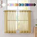 Gold Short Sheer Kitchen Cafe Curtains 36 x 36 Inch (Gold / 42"W x 36"L (Pack of 2))