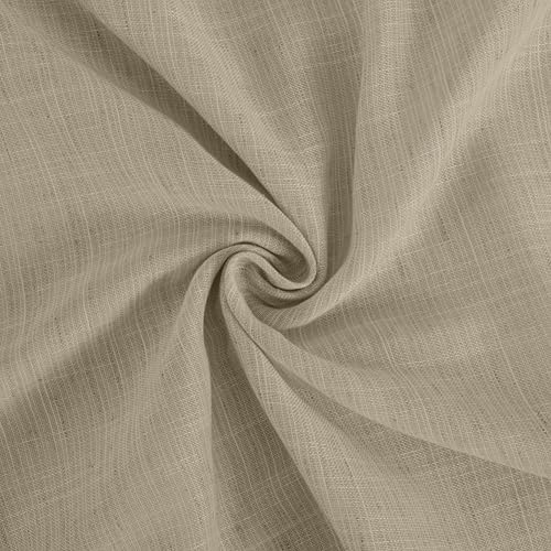 Camel Linen Curtains 48 Inches Long for Short Bedroom (Camel / 42"W x 48"L (Pack of 2))