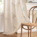 Floral Boho Farmhouse Curtains 96 Inches Long Linen Blend Light Filtering Living (Flower / 50"W x 96"L (Pack of 2))