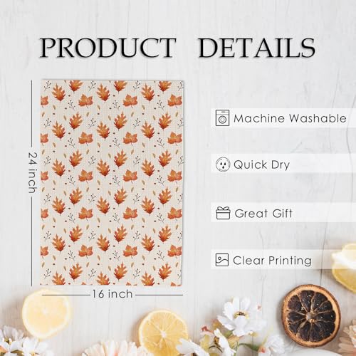 Fall Leaf Pumpkin Kitchen Towels and Dishcloths Set of 2 (Pumpkins and Leaves)