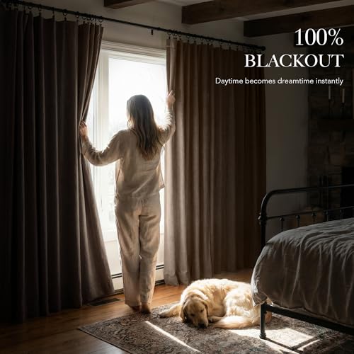 Brown 100% Blackout Curtains 84 Inches Long for Bedroom Nursery (Brown / 52"W x 84"L (Pack of 2))