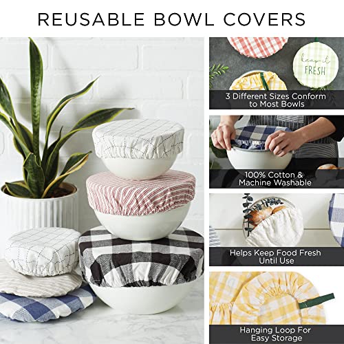 Reusable Cloth Bowl Cover Collection Machine Washable (Lemon Bliss Print / 10.25"/8.25"/7.5" Diameter)