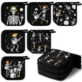 12 Pcs Pot Holders with Pocket (Dark Black / Skull)