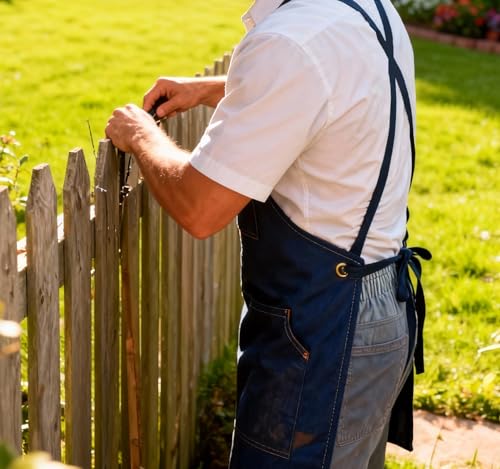 Canvas Cross Back Chef Cotton Apron for Men Women (Blue)