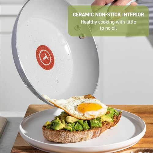 Refresh Ceramic Nonstick Ceramic Frying Pan with Lid 5 Qt (5-Quart Ceramic / Beige)
