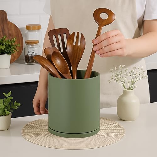 2 Pack 360° Rotating Utensil Holders (Olive / 7.2")