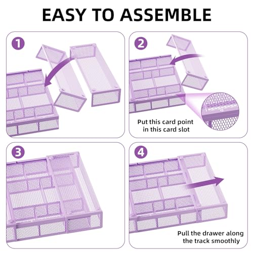 Expandable Desk Drawer Organizer (Expandable-Purple)