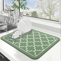 Dish Drying Mat Absorbent Dish Drying Mats for Kitchen Counter 15"x 18" (Stylish Green / 18" x 15")