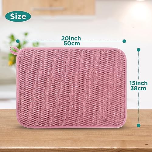 Microfiber Dish Drying Mat (Pink / 15" x 20")