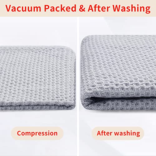 100% Cotton Waffle Weave Kitchen Dish Towels 4 (Light Gray / 13 X 28 - 4 Pack)