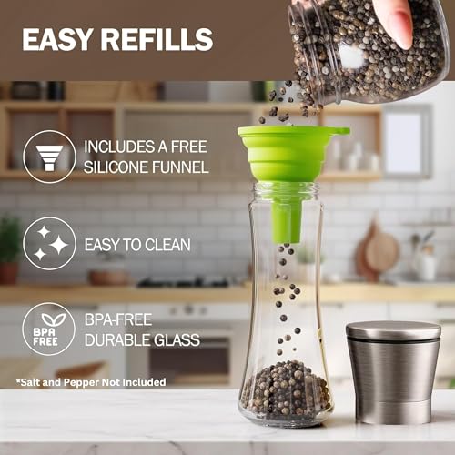 Original Gun Metal Bronze Salt and Pepper Grinder Set of 2 (Gunmetal Bronze Top/Clear Glass / 2pk)