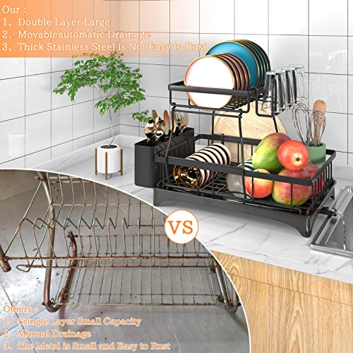 2 Tier Dish Drying Rack (Black)