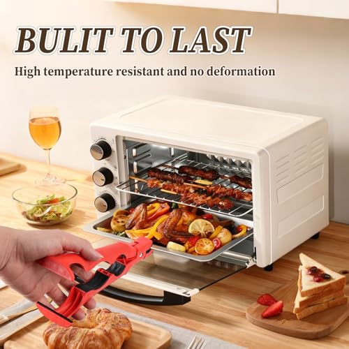 3-in-1 Hot Plate Gripper, Hot plate gripper,Non-Slip Anti-Scald Ironing Dish Clamp,for Hot Bowl Cozy Holder, Hot Plate Gripper Tongs (Red + Red) (Red + Red)