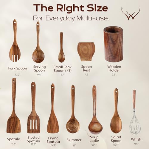16 Pcs Teak Wooden Cooking Utensils Set (16 Pcs Set)