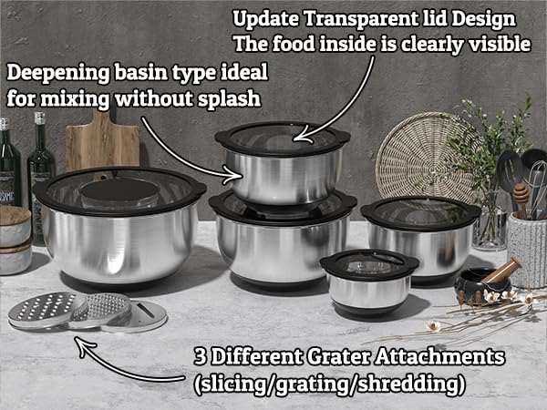 Mixing Bowls with Lids Set (Black)