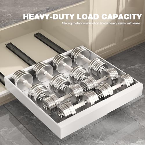 4 Pack Pull Out Cabinet Organizer 22" Deep (White / 22"D x 12.3"-20.5"W(4Pack))