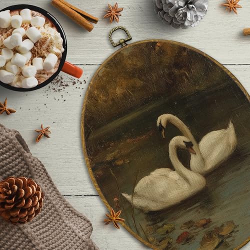 Vintage Swan Oval Wall Art Decor (Colour 10)