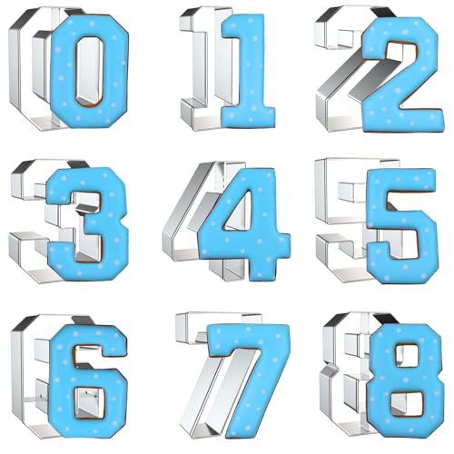 Number Cookie Cutter Set 3 Inch (3 Inch Numbers Square - 9Pcs)