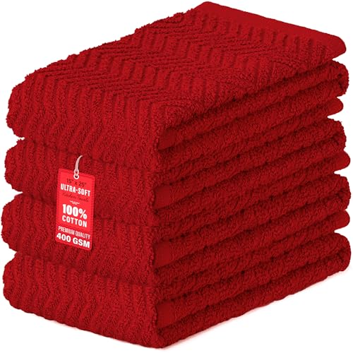 100% Cotton Kitchen Towels 15x25 in (Red)