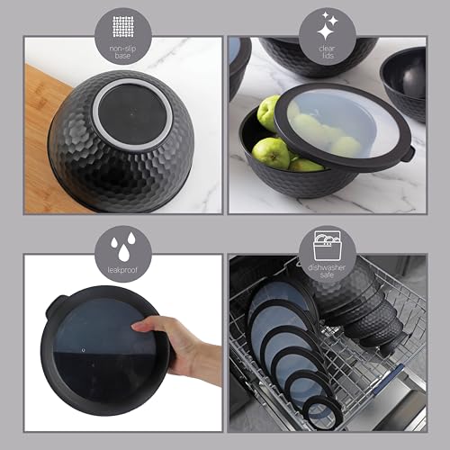 Mixing Bowls with Lids (Black Embossed)